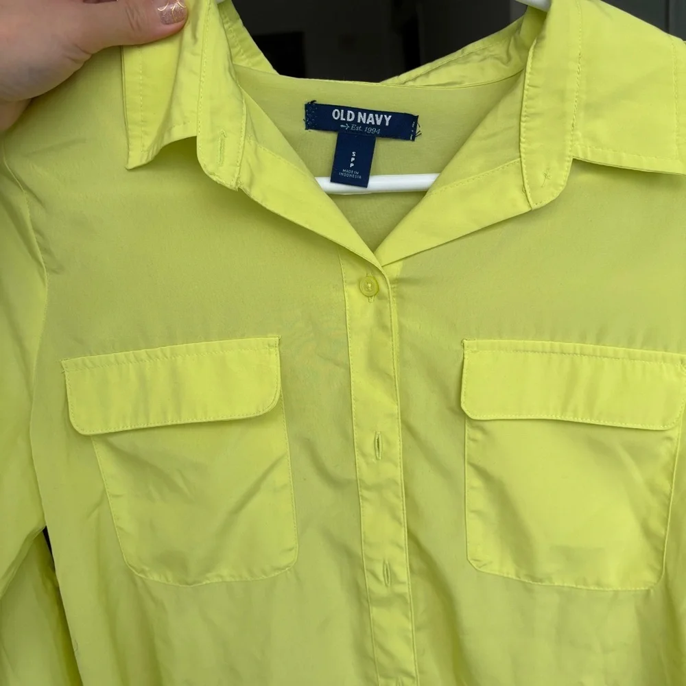 OLD NAVY women’s Button-Up Blouse – Size S, Neon Yellow - Picture 8 of 8